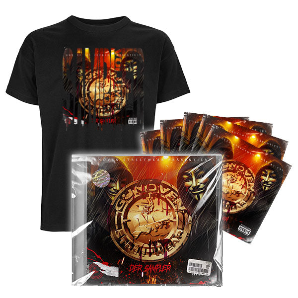 „Gunoven Sampler Bundle mit CD, Oversize Shirt und Stickerpack, limitiert auf 200 Stück“